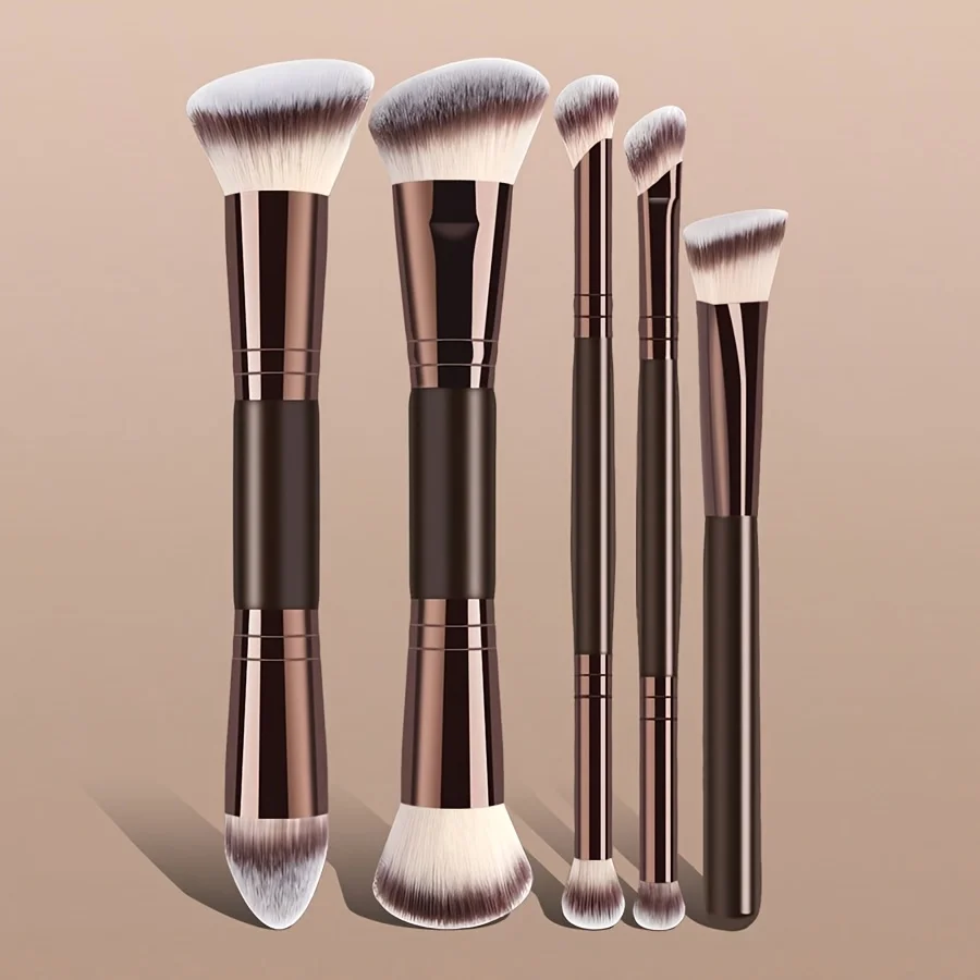5pcs Jumbo Soft Makeup Brush Set Synthetic Bristles Non-Irritating Face Powder Rouge Eyeshadow Brush Complete Set Starter Afford