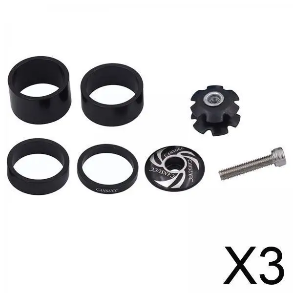 

3xBikes Headset Spacers Front Fork Washers for Stem 1-1/8" Black