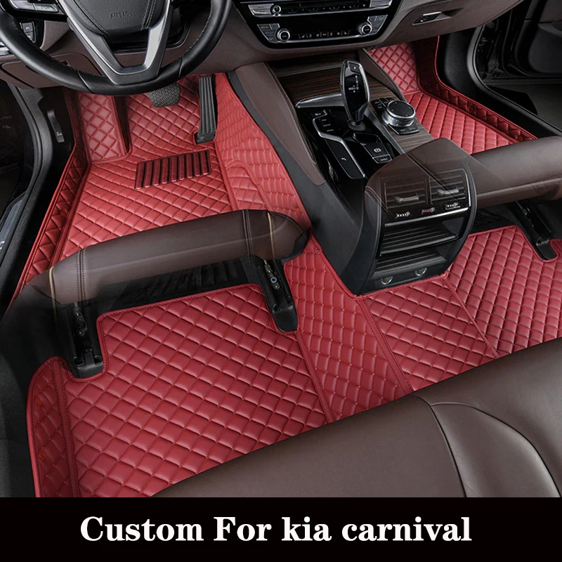 

Custom Car Floor Mat For Kia Carnival 2014 2015 2016 2017 High Quality Waterproof Carpet Leather 1Pcs Foot Pad Auto Accessory