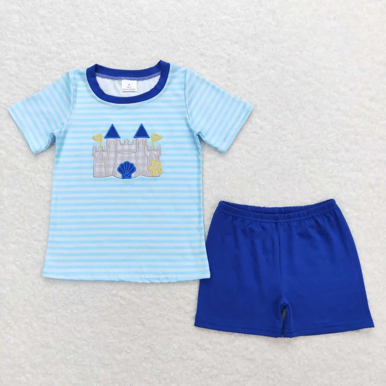 Wholesale Children Embroidery Summer Sets Toddler Short Sleeves Cotton Dog T-shirts Ducks Tee Kids Shorts Baby Boy Outfit