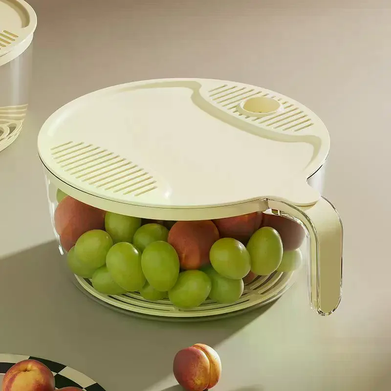 Rice Fruit Strainer, Safe Plastic Rice Washer Strainer Bowl With Drain Lid,Rinser With Handle For Vegetable Fruit Grains Bean