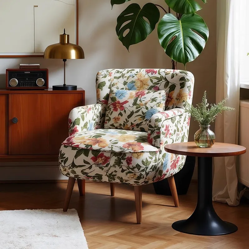 Retro Einzelsofa Stuhl Zuhause Wohnzimmer Balkon Freizeit Einzelstuhl Tiger