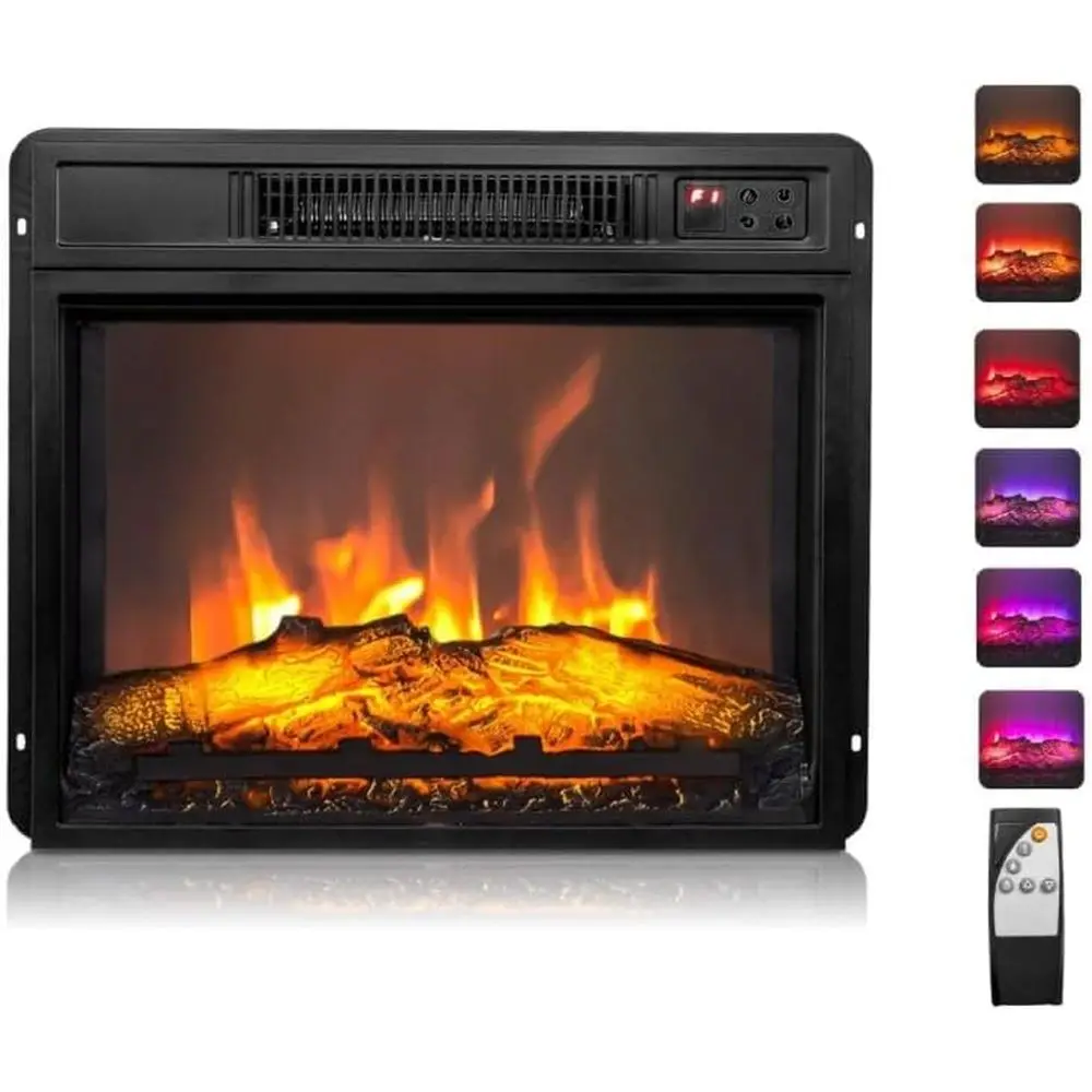 

Электрический каминный вкладыш 1400 Вт с пультом ДУ, 8-часовым таймером, 6 цветами, 5 уровнями яркости, для использования внутри помещений