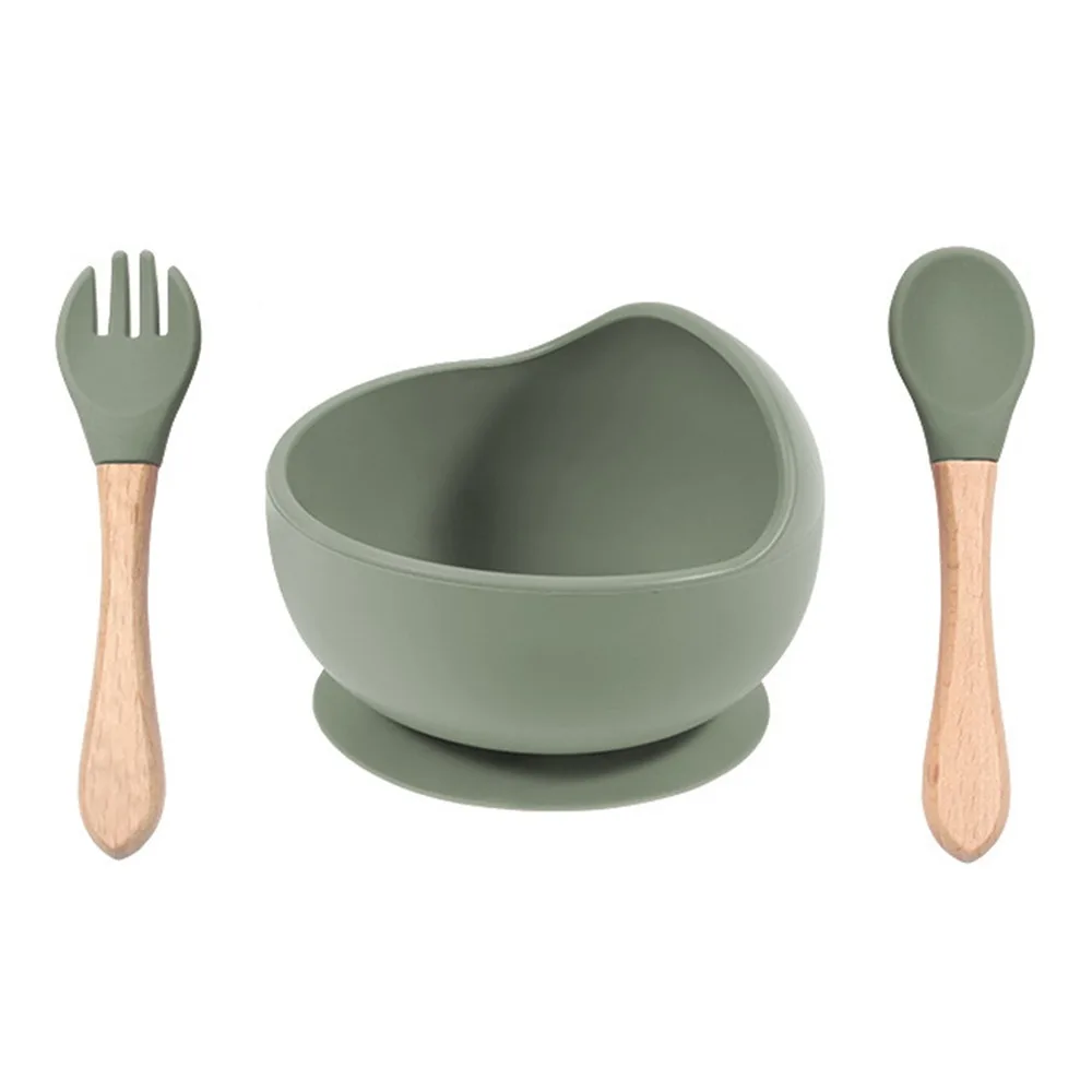 

Противоскользящая силиконовая детская миска для кормления, гибкая водонепроницаемая водонепроницаемая присоска, портативная однотонная миска для кормления, набор