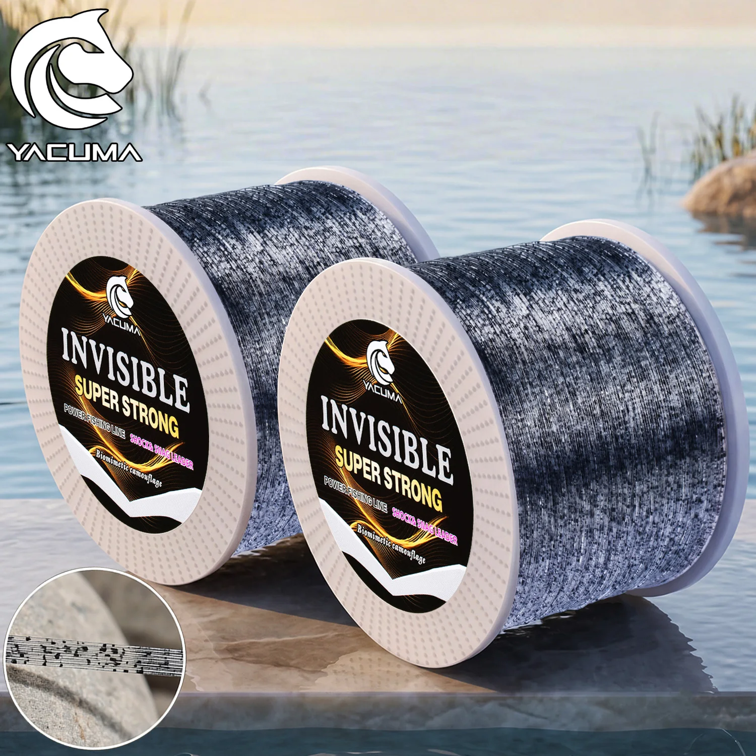 YACUMA Neue 1000M-1093YDS Unsichtbare Bionische Grau Gefleckte Angelschnur Tarnfarbene Monofilament-Schnur Outdoor-Angelzubehör Pesca