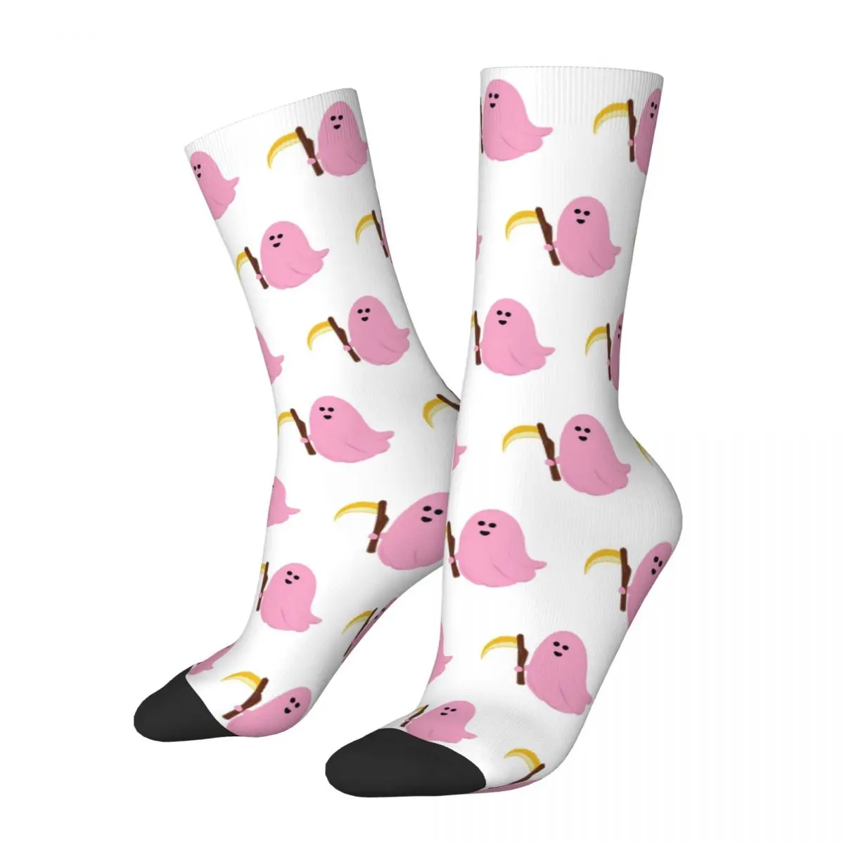 Pink Cute Ghost Socks Harajuku Sweat Absorbing Stockings All Season Long Socks Accessories for Unisex Christmas Gifts