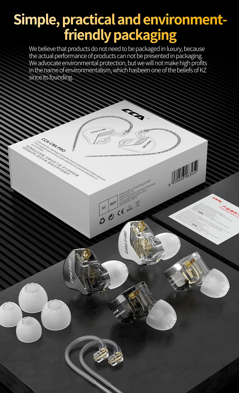 CCA CRA PRO kabelgebundene dynamische Kopfhörer, dynamische In-Ear-Kopfhörer, Sportmusik, Spiele, Subwoofer-Kopfhörer – Detail 13