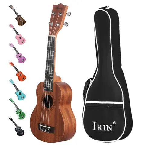 초보자를 위한 방수 및 내구성이 뛰어난 우쿨렐레 가방이 포함된 21인치 우쿨렐레 커피 솔리드 우드 어쿠스틱 우쿨렐레