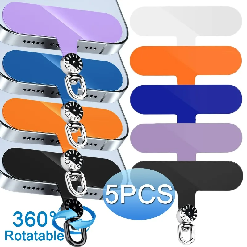 5/1PCS TPU Soft Phone Lanyard Gaskets Anti-lost Hanging Clips for Crossbody Wrist Strap 360 Rotatable Phone Charm Strap Tether