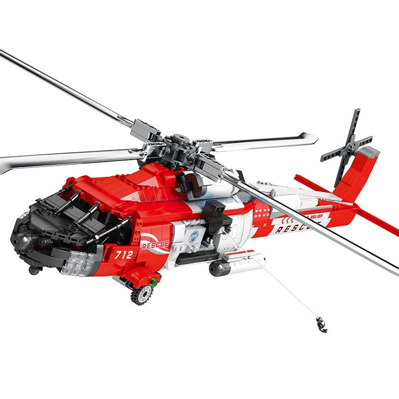 

HH-60J Guard Search Rescue Aircraft Model Bricks MOC 33026 Modern Military Awacs Plane Fighter Building Blocks Toy Gift Boys