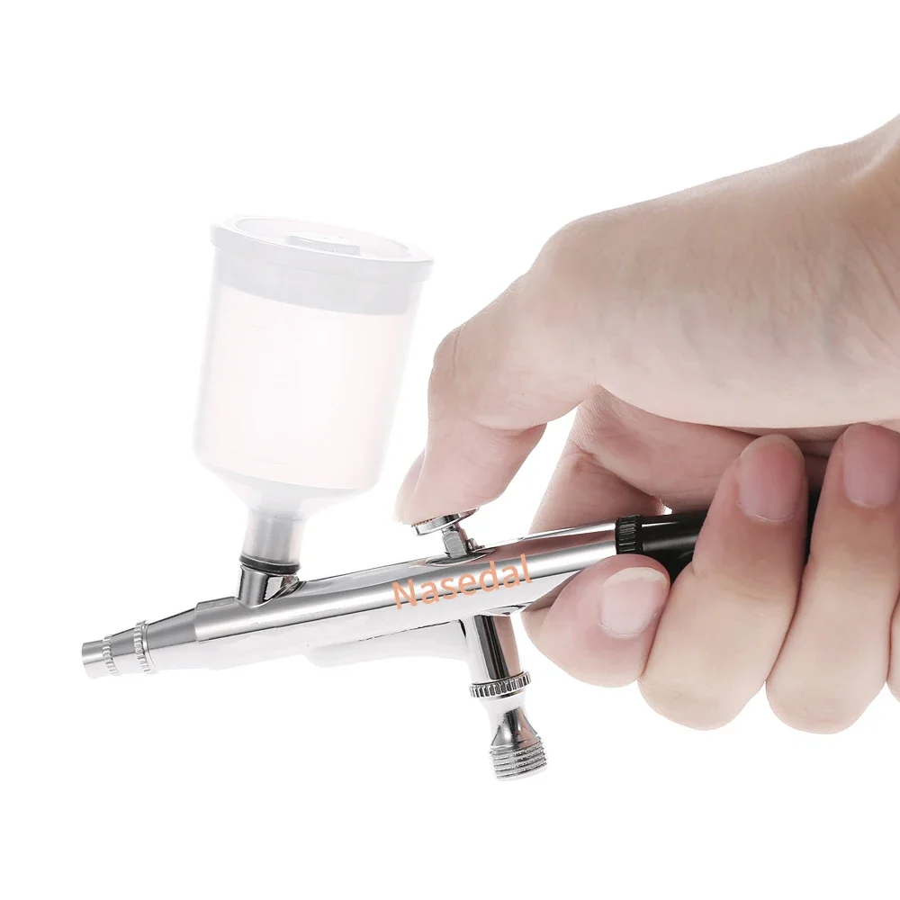 Imagem -06 - Nasedal-pistola de Aerógrafo Dupla Ação 20cc 40cc Alimentação por Gravidade Air Brush Bolo Tatuagem Unhas Maquiagem Ferramenta de Pintura Automóvel 03 mm
