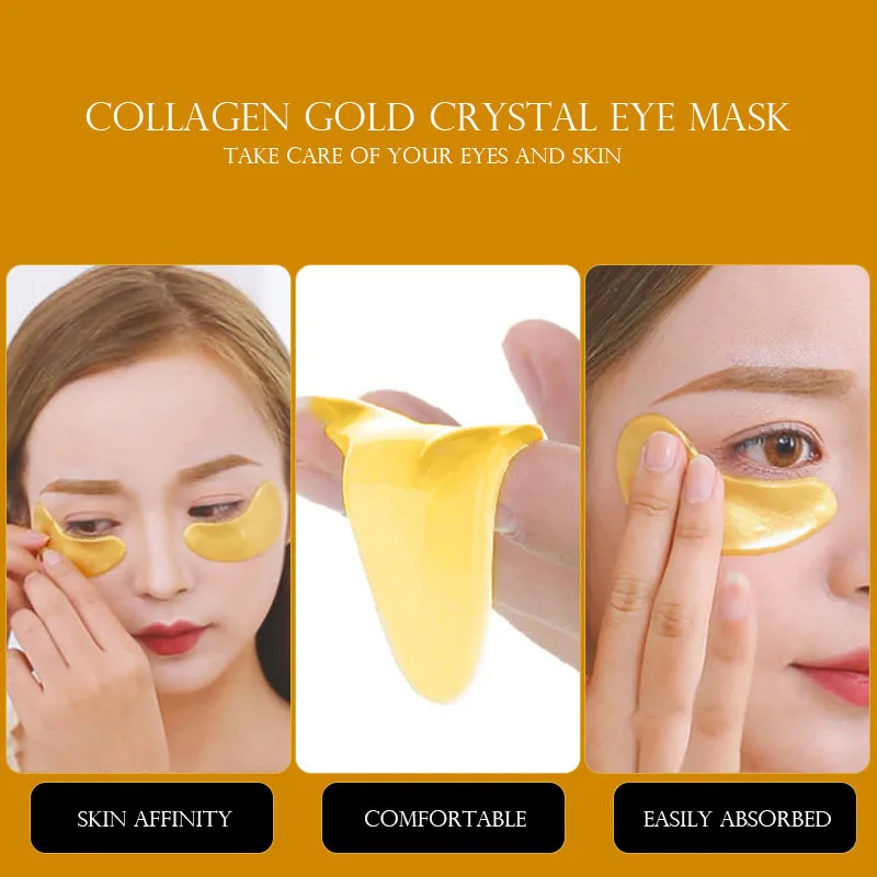 24K Gold Collagen Gel Eye Mask Anti-Aging Under Eye Patches Firming Moisturizing Pads for Wrinkle Dark Circle Eyebag Removal US Fast Delivery 60pcs