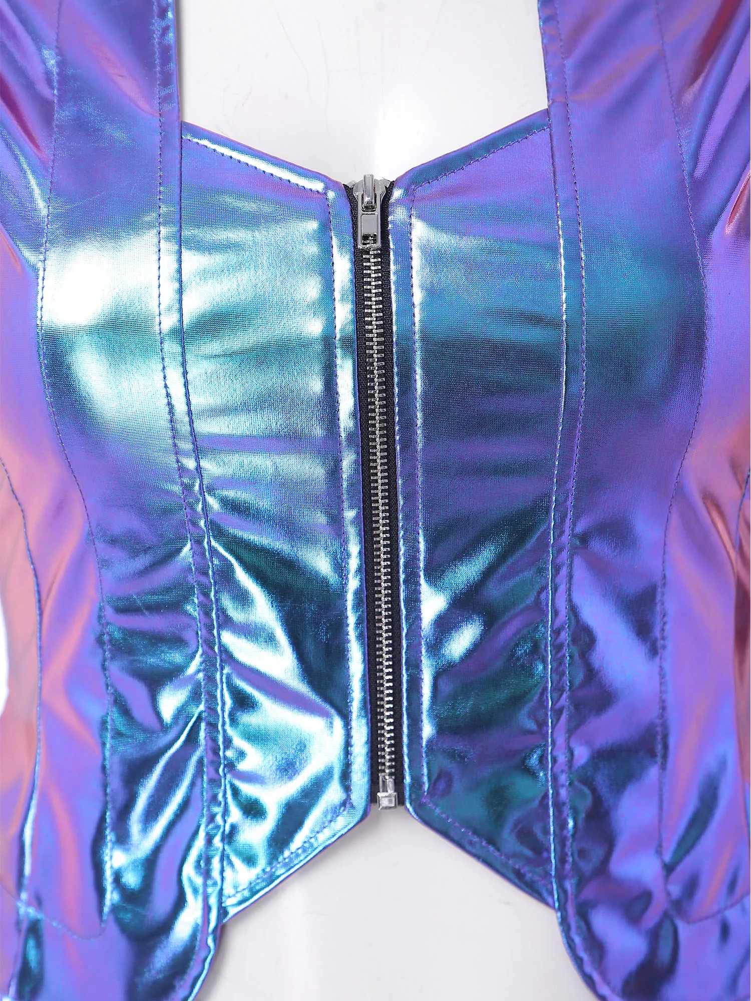 Women'S Victorian Era Accessories - Womens Victorian Gothic Waistcoat Shiny Metallic