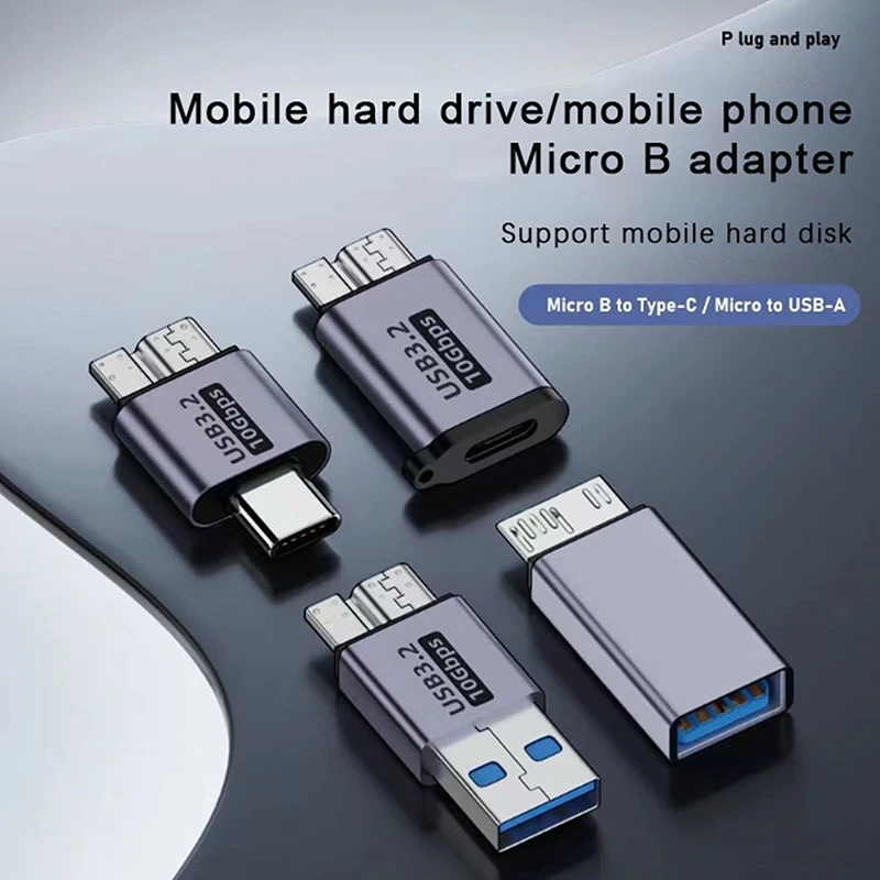 อะแดปเตอร์3.0แปลงการซิงค์ข้อมูลความเร็วสูง10Gbps แปลงสำหรับ HDD SSD Type C เป็น Micro B