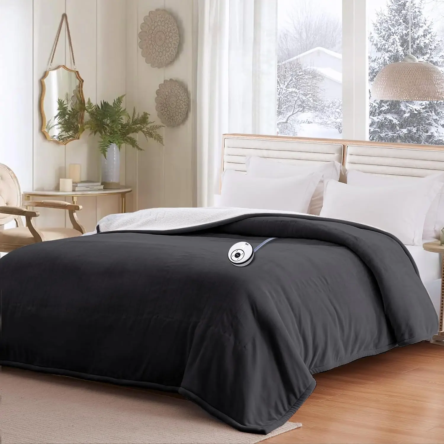 

Electric Heated Blanket Twin Size 62"*84", Reversible Flannel to Sherpa, 10 Heat Levels & Auto Shut-Off