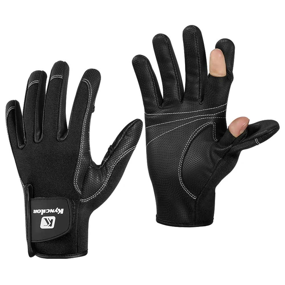 Outdoor men's and women's sports non-slip waterproof riding exposed two-finger professional fishing warm gloves