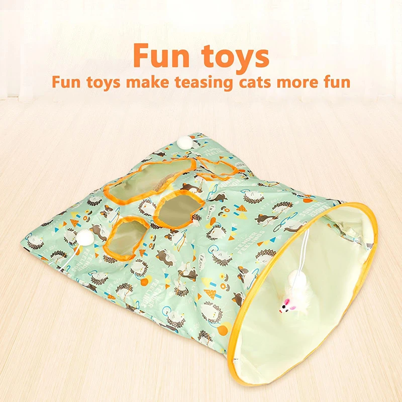 Cat Tunnel Bag Crinkle Paper Cat Cave Tunnel giocattoli interattivi pieghevole Pet Cave Tunnel Hideaway con Mouse Toys For Kitten