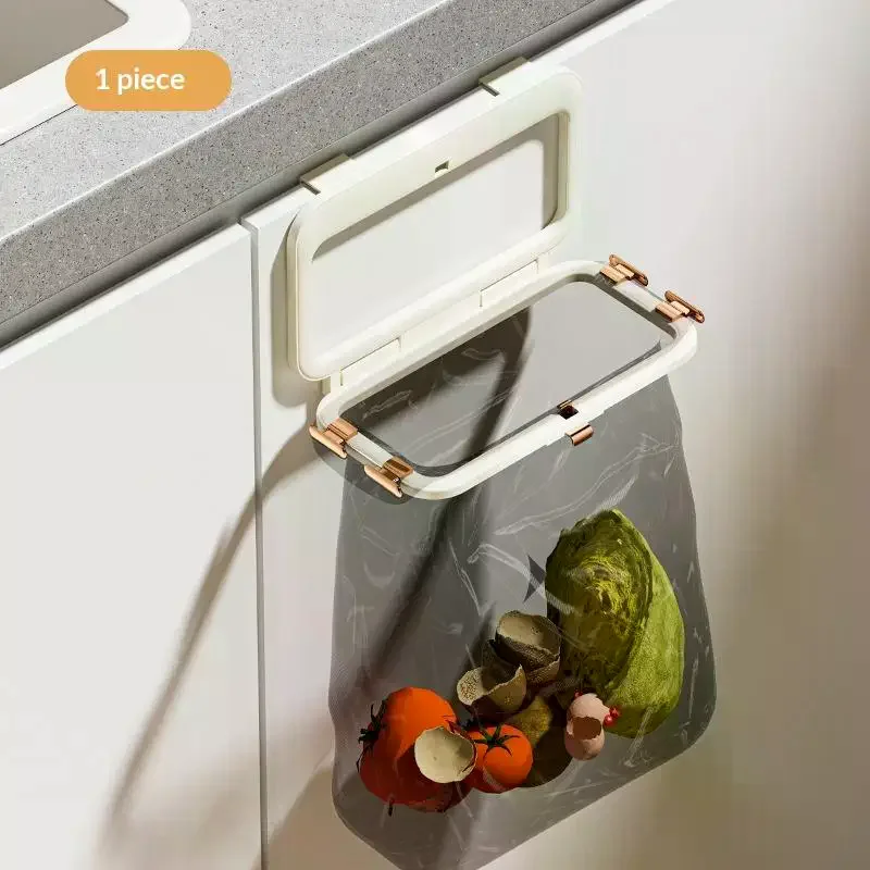 

1 Pcs Kitchen Garbage Bag Holder Cabinet Door Hanging Trash Holder Foldable Multi-Purpose Bathroom Wall Plastic Bag Holder