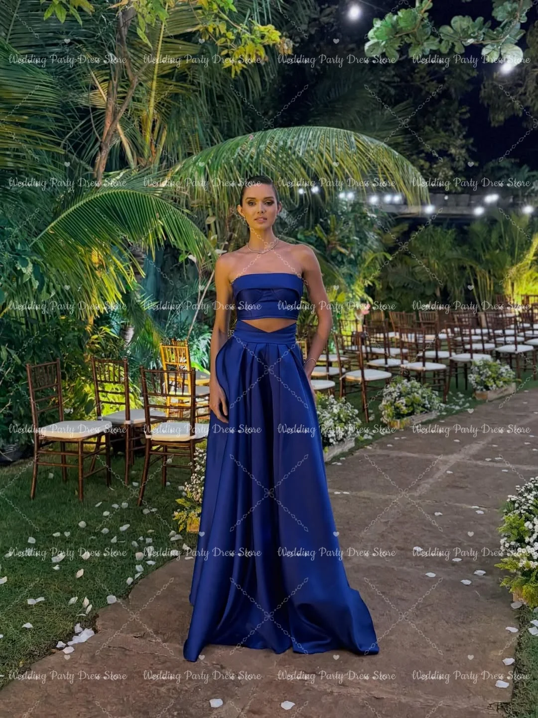 ZanBan Modern Strapless 2026 New Elegant Royal Blue Sleeveless Prom Gown Women Evening Dress customized Special Occasion Dresses view 3