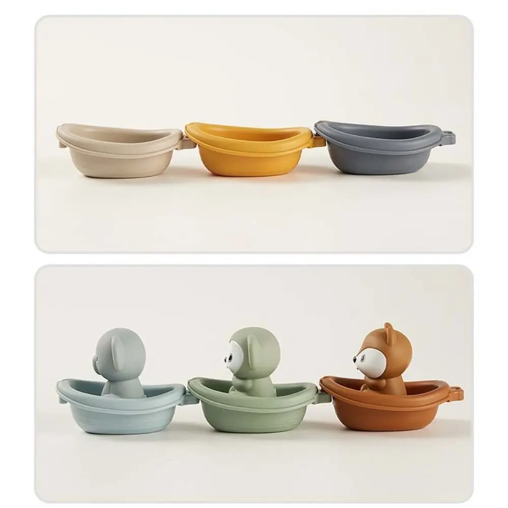 Marioneta de dedo, juguetes de baño para bebé, torre plegable, juguete de ducha flotante para educación temprana, diseños de animales, juguetes de barco apilables coloridos