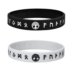 Mprainbow Mens Tree of Life Bracelets, 1/2/3/4 Pcs Norse Viking Soft Runes Silicone Rubber Band Wristband Bangle,Comfort Fit
