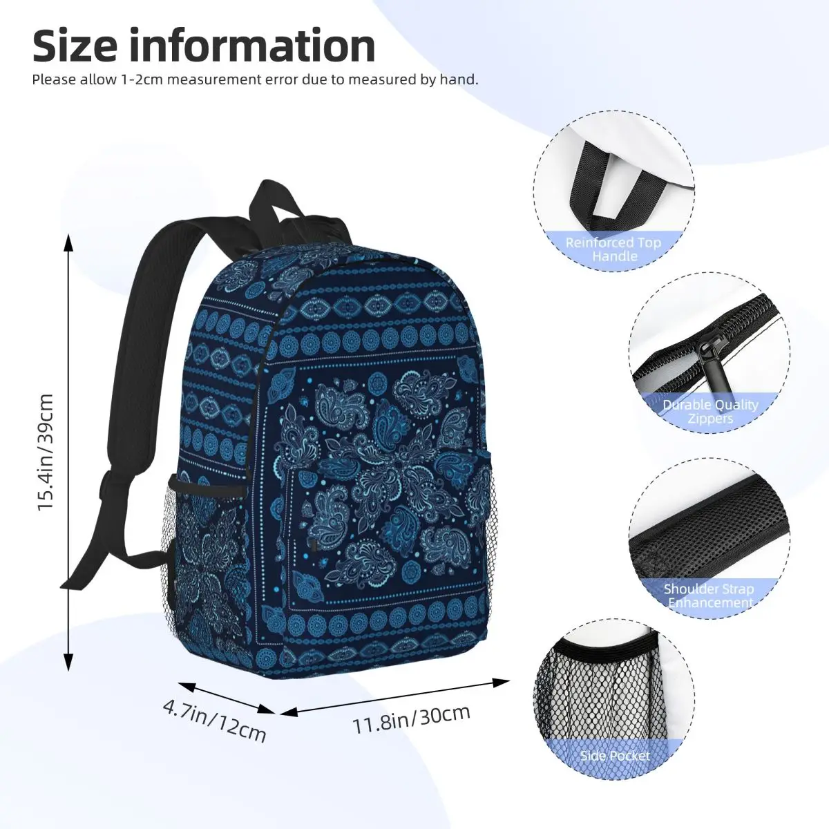 Cool Paisley Bandana Style Backpack Student Boys Girls BookBag Men Women School Bag Computer Shoulder Bags