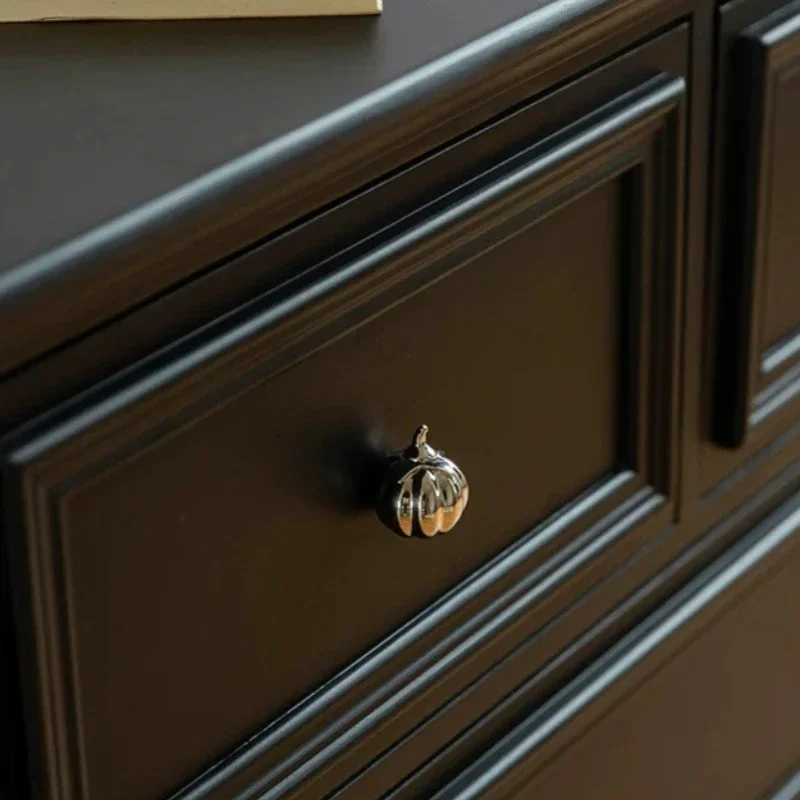 Middle Ancient Style Titanium Silver French Pumpkin Cabinet Door Handles Creative Minimalist Wardrobe Drawer Brass Small Knobs