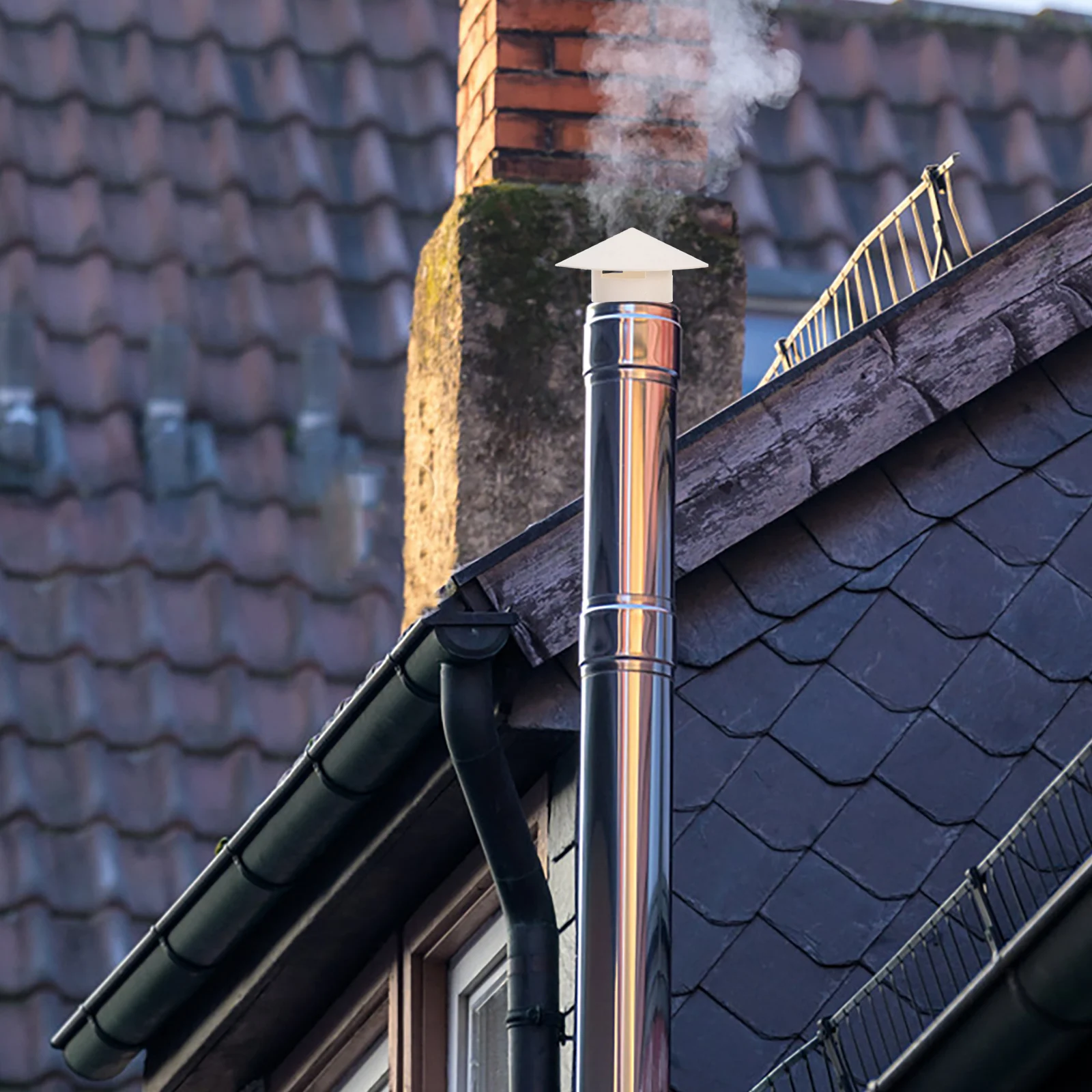 

Chimney Cover Rainproof Exhaust Pipe Cap For Garden Home Fireplace Ventilation Durable Plastic Mushroom Shaped Funnel Protector