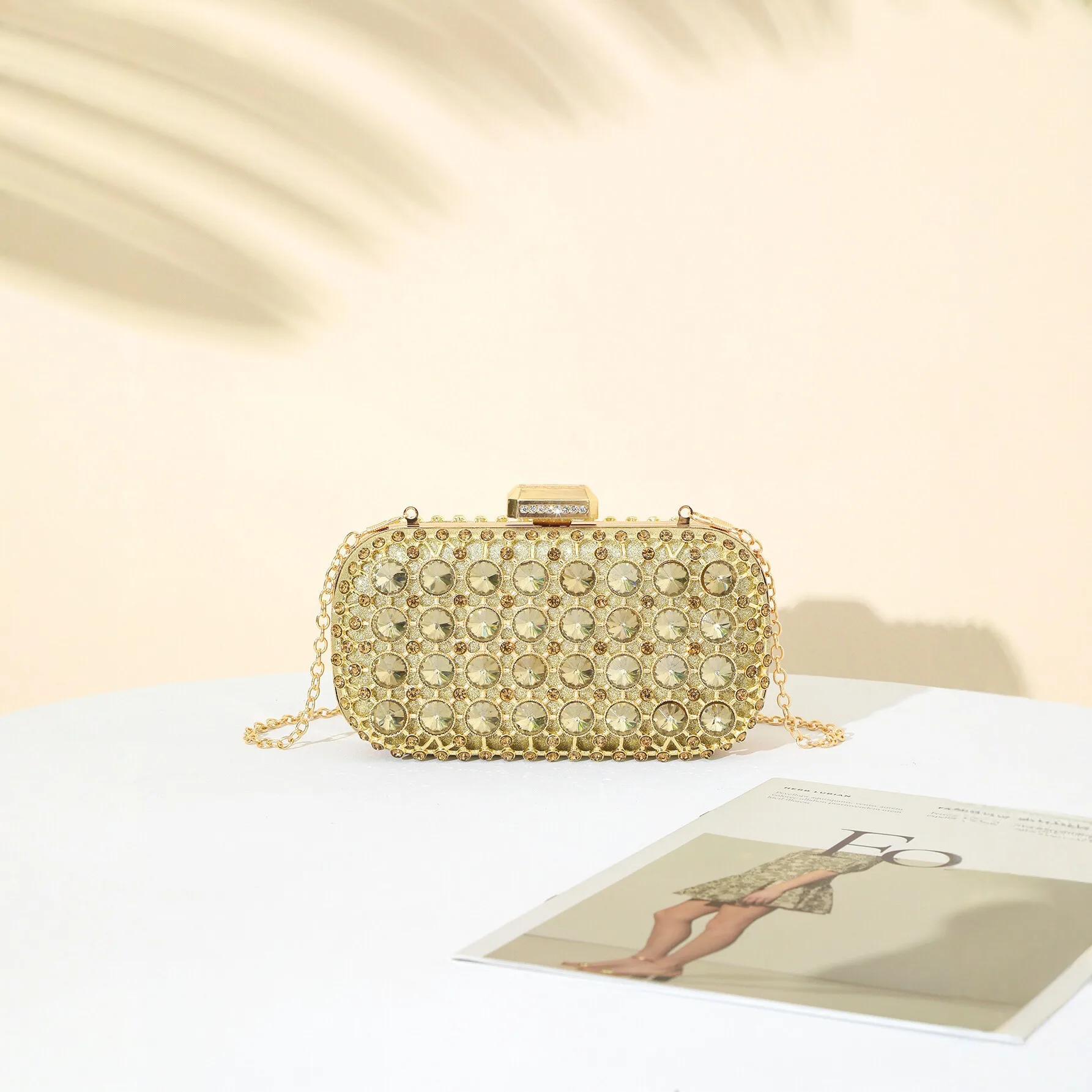 Light Luxury Crystal Clutch Women's Dinner Party Chain High-End Diamond-Encrusted Evening Fashion Shoulder Bag