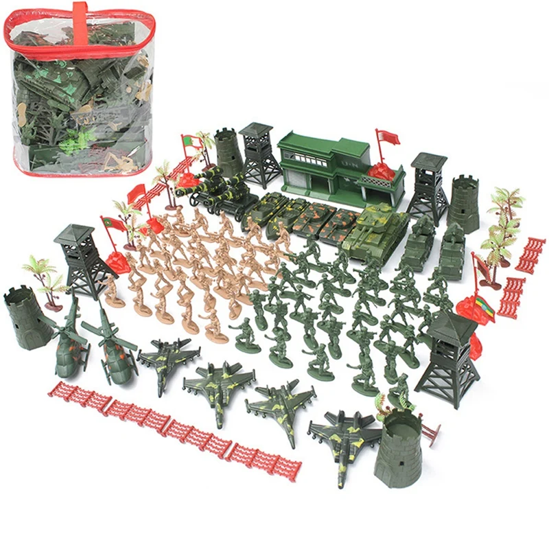 122Pcs/Set Children's Toy Soldier Toy Vehicles Set,Soldiers Action Figures Sand Table Model,Mini Soldier Figures Toy