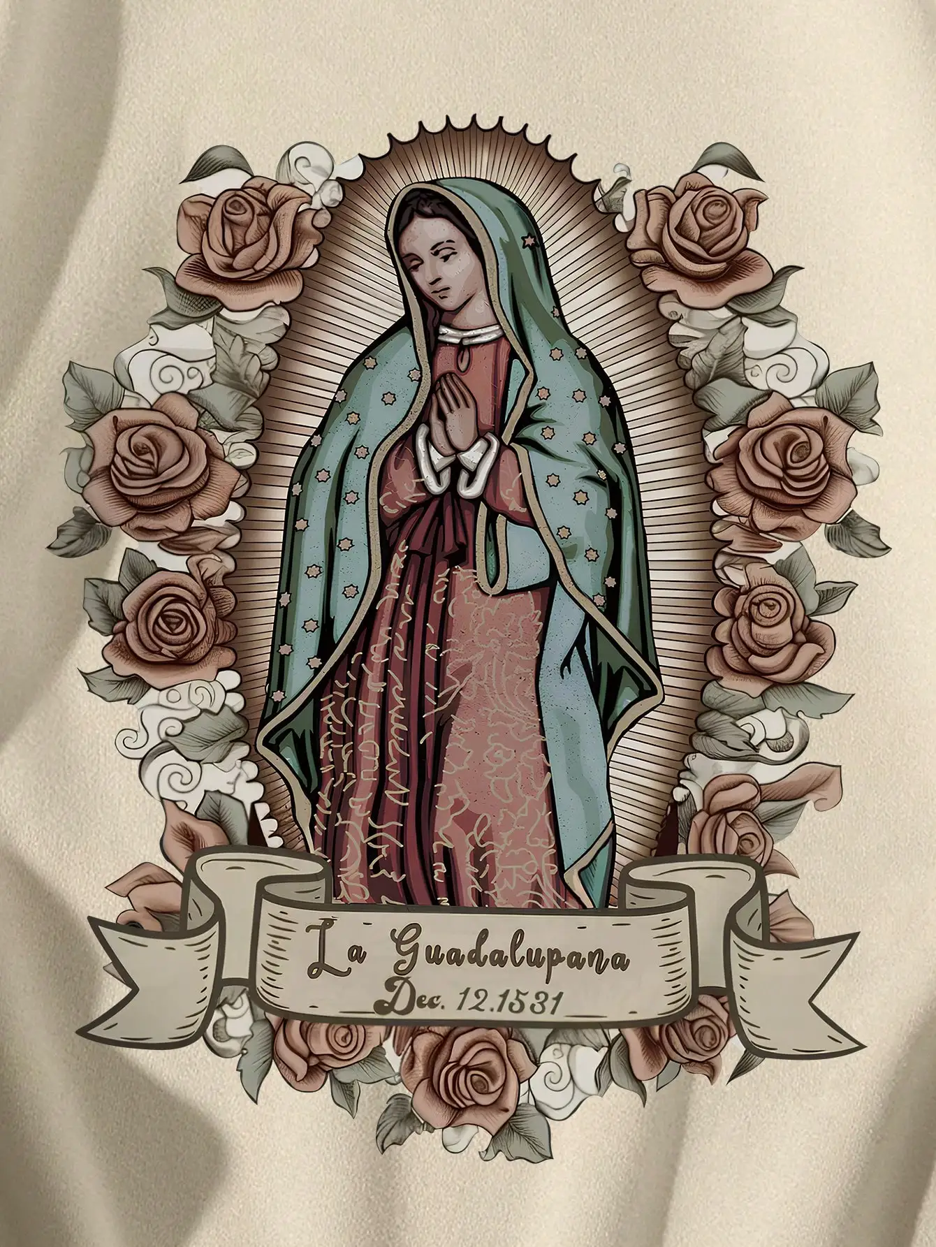 Women\'s Sweatshirts Women\'s Floral Virgin Mary Print Round Neck Autumn Sweatshirt Hoodie Vintage Essential Women Sweatshirt 2024