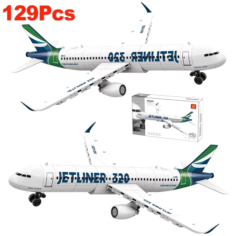 NEW MOC France 320 Model Aircraft Model Building Blocks Jet Liner Airbus Technical Creative Plane Bricks City Toy Children Gift