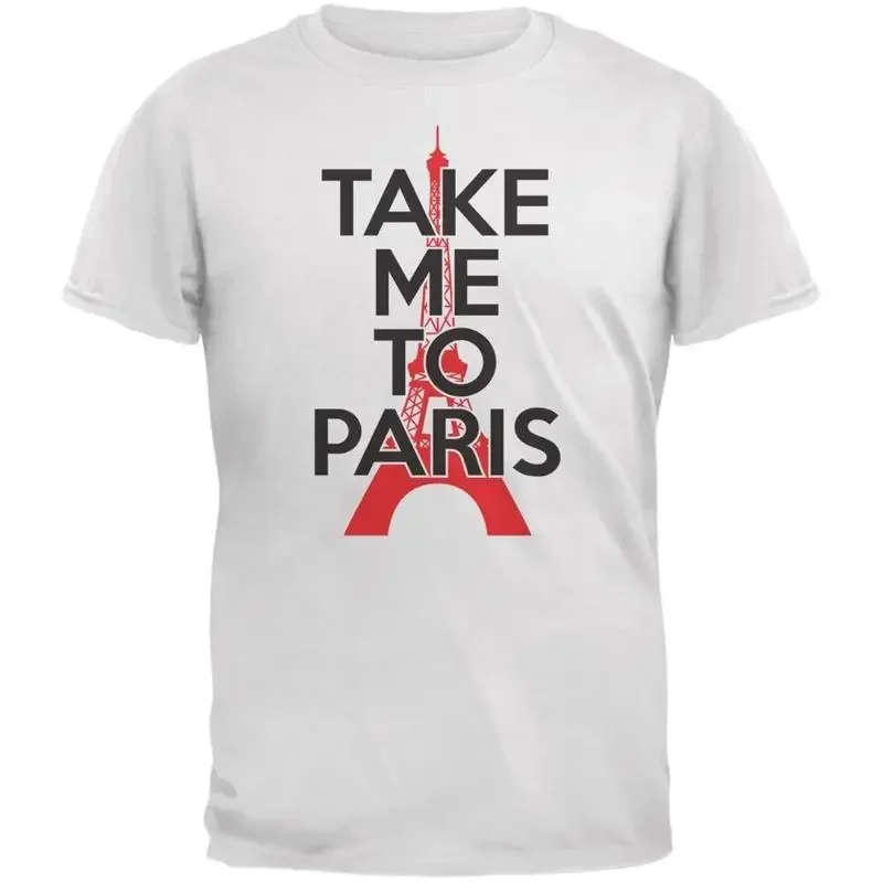 Take Me To Paris White Adult T Shirt