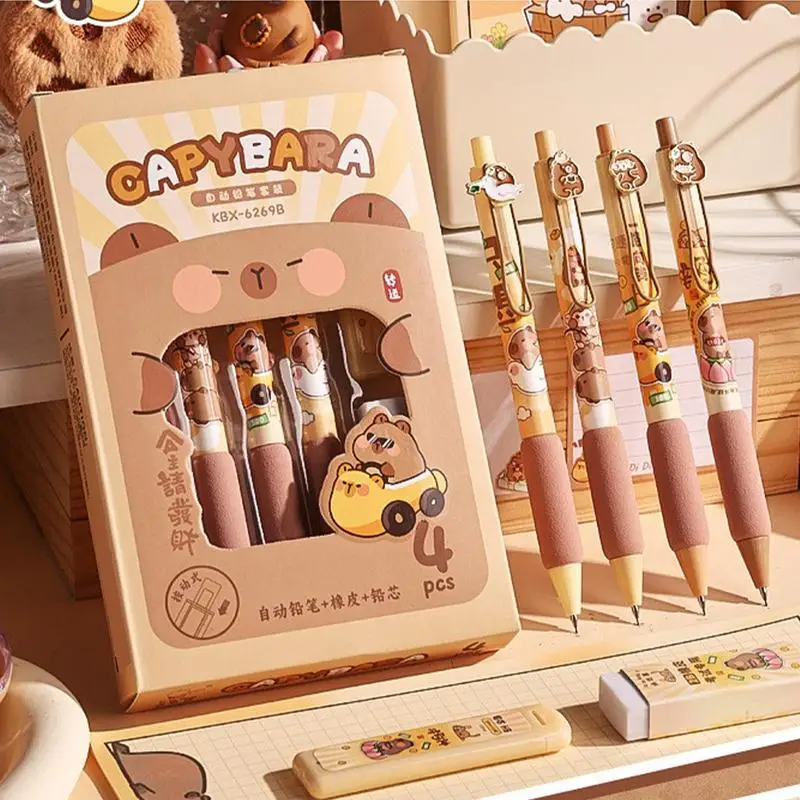 Kawaiis เครื่องเขียนความงามเครื่องเขียนอุปกรณ์โรงเรียนโรงเรียนที่มีประโยชน์วาดดินสออัตโนมัติน่ารัก Capybara ดินสอ