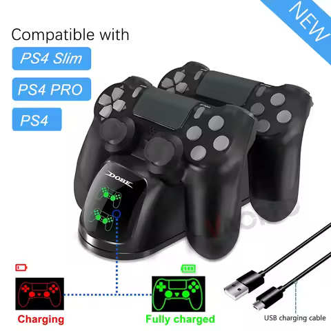 New Gamepadr Fast Charging Dock Charger for PS4/PS4 Slim /PS4 Pro Game Controller Joystick Dock Holder With Indicator Light