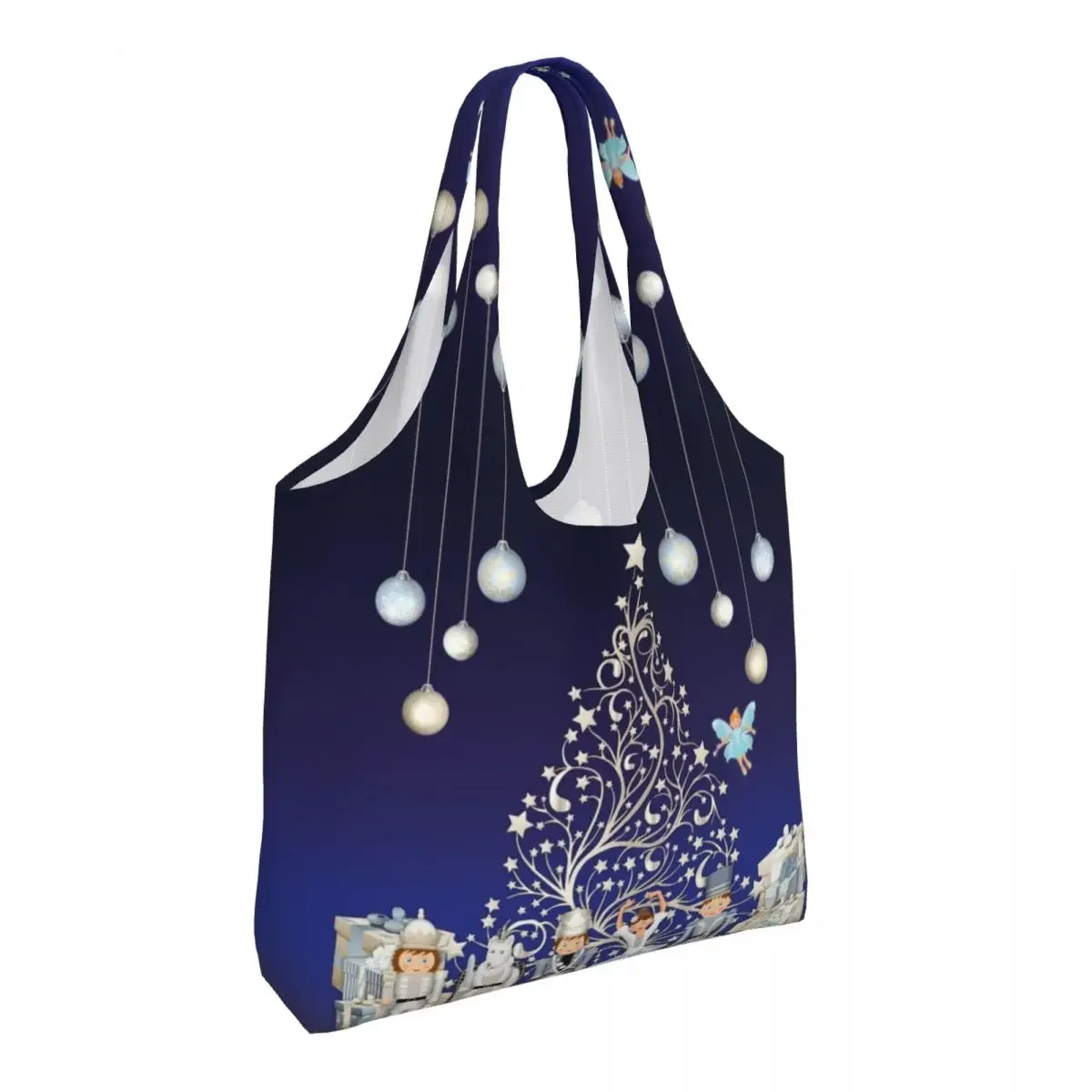 Kawaii Nutcracker Christmas Ballet Scene Shopping Tote Bags Reusable Canvas Grocery Shoulder Shopper  Bags Handbag Gifts