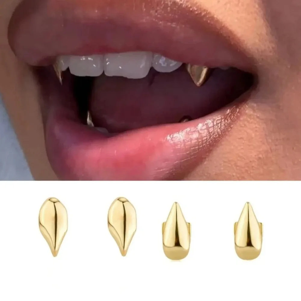 4Pcs Vampire Smooth Surface Small Tiger Teeth Upper And Lower Tooth Decoration Pointed Teeth Cosplay Accessory