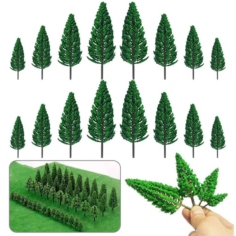 Bulk Small Conifer Model Treess Green Plastic Wire Stem Fir Tree Props for Micro Landscape Display Mini Diorama Accessories TMZ