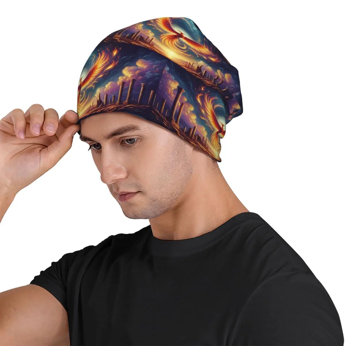 Phoenix Mythical Bird With Fiery Wings Adult Beanies Caps Knitted Bonnet Hat Warm Hip Hop Autumn Winter Outdoor Skullies Hats