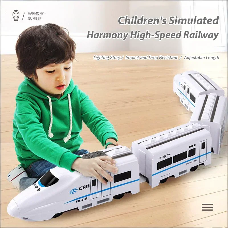Giocattolo del treno ferroviario ad alta velocità fai-da-te per bambini con luci e suoni, set di treni modello elettrico giocattolo per veicoli educativi per regalo di compleanno per ragazzi