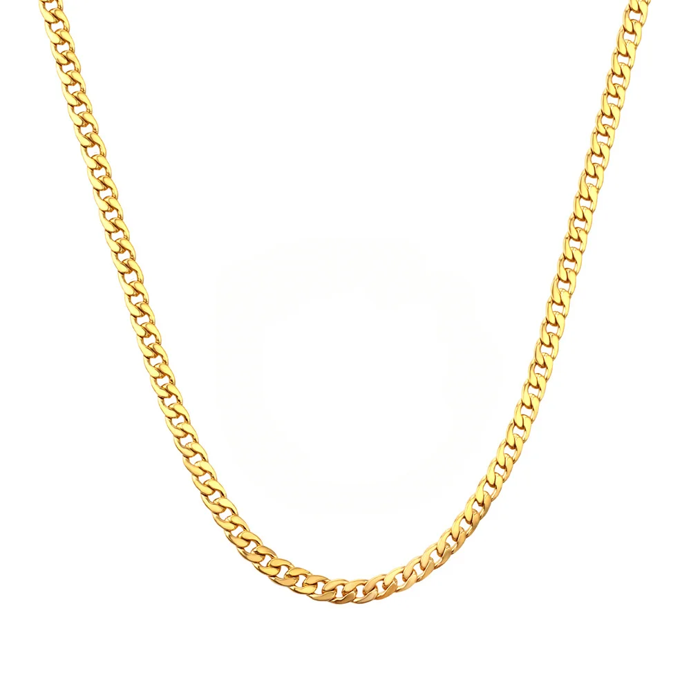 Hip Hop Curb Cuban Link Ketten 4mm Gold Silber Farbe Edelstahl Kette Halsketten Für Männer Frauen Vintage-Schmuck geschenk XL287-4