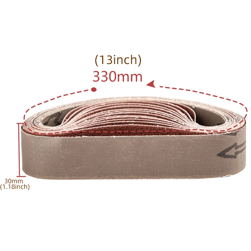 10Pcs 330*30mm Width Sanding Belts, P80-1000 Grit,pneumatic Sand Belt Machine,For small Abrasive Belt Machine Grinding Polishing