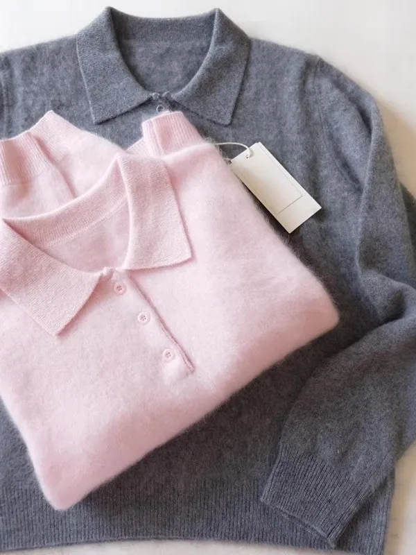 

Мягкий уютный розовый вязаный свитер с воротником-стойкой, женский, укороченный, в корейском стиле, свободного кроя, с длинными рукавами, осенне-зимний, модный, маленький размер