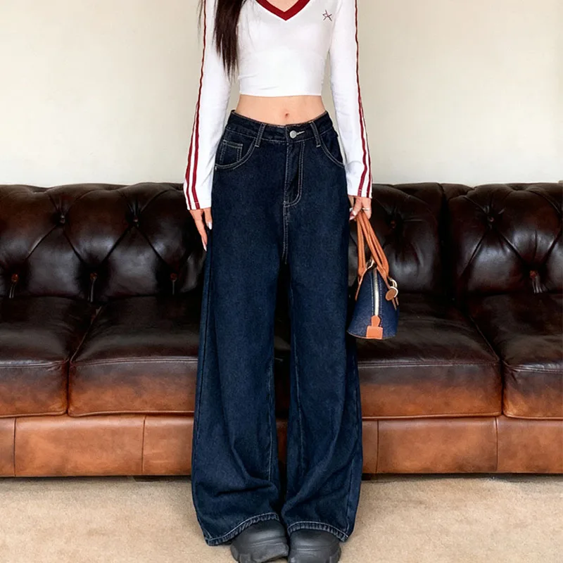 Inverno feminino y2k queimado perna larga jeans denim velo térmico forrado quente casual estilo clássico para tempo frio