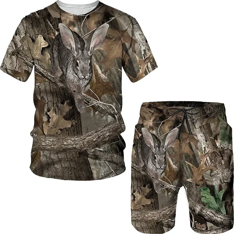 Ensembles de t-shirts de chasse College en 3D pour hommes, survêtement à col rond, pull respirant, vêtements pour hommes, Animal Interface Boar Fox, CamSolomon Fashion