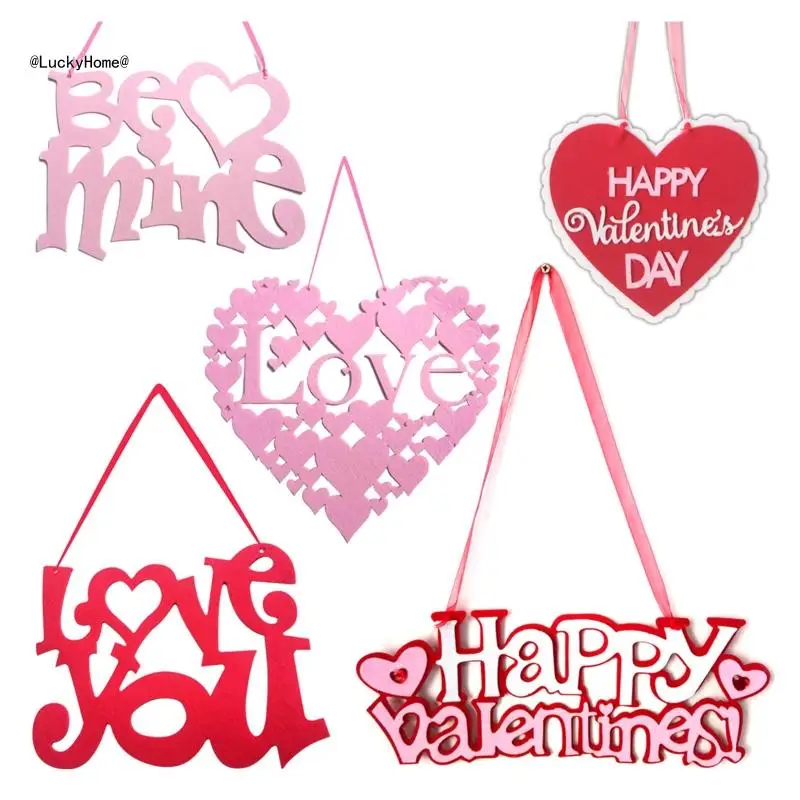 Valentine's Day Plaque Non-woven Love You Hanging Sign Happy Valentine Party Decor for Wall Door Ceiling Window Decorations 11UA