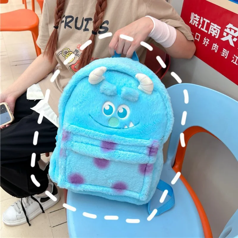 Disney morango urso bonito doce mochila sullivan cabelo estranho dos desenhos animados engraçado tridimensional pelúcia grande capacidade mochila