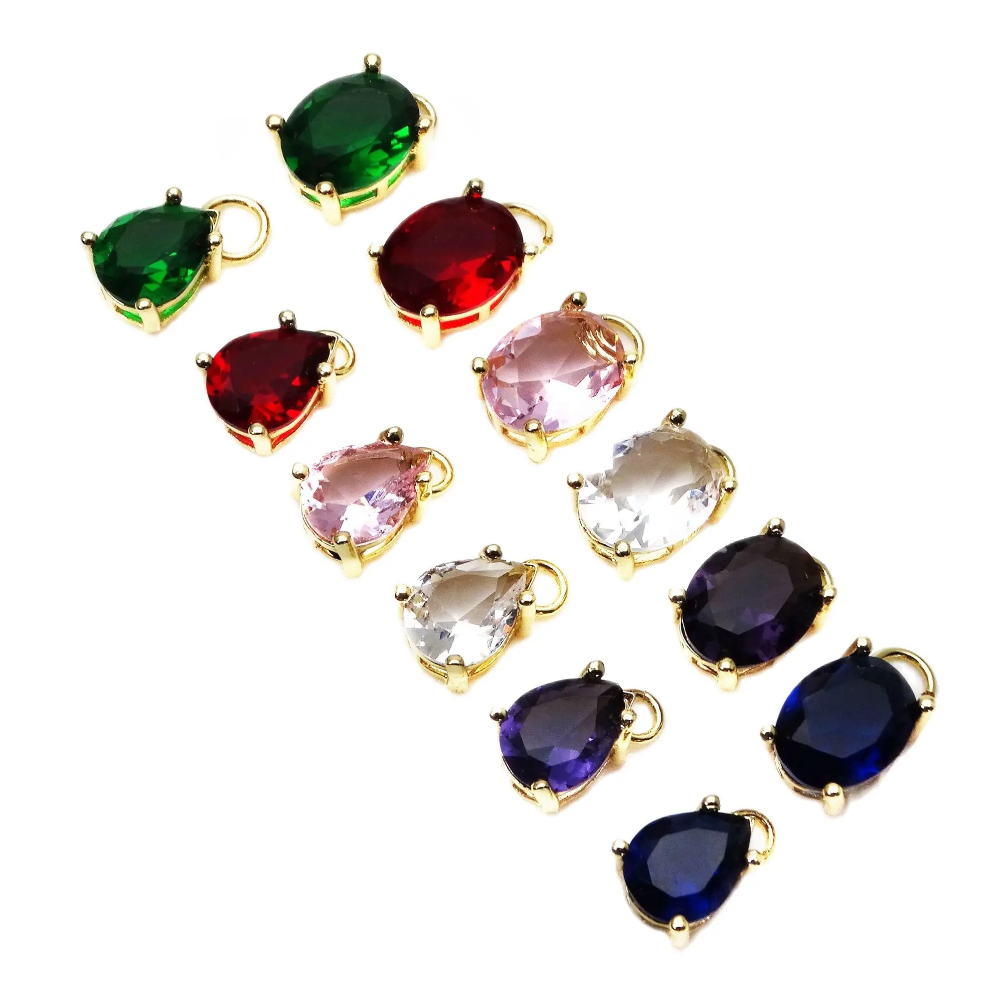 Popular selling copper Micro Color zircon drip type charms pendant DIY bracelet necklace Egg  shape pendant accessories