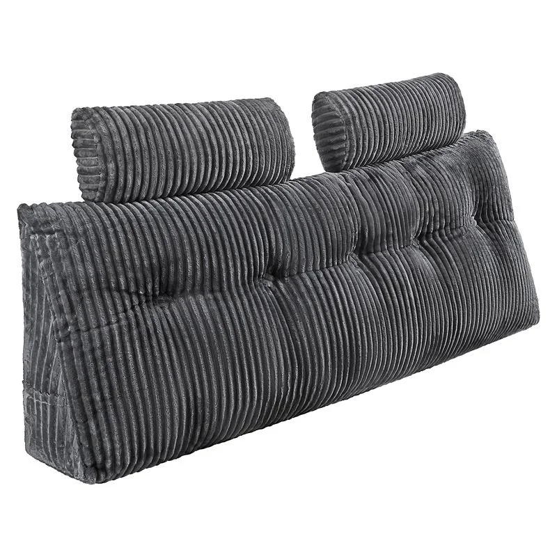 

Queen Size Wedge Headboard Pillow with Side Pockets and Adjustable Headrests, Washable Flannel, Ideal for Reading, Gaming, or Working in Bed, Grey