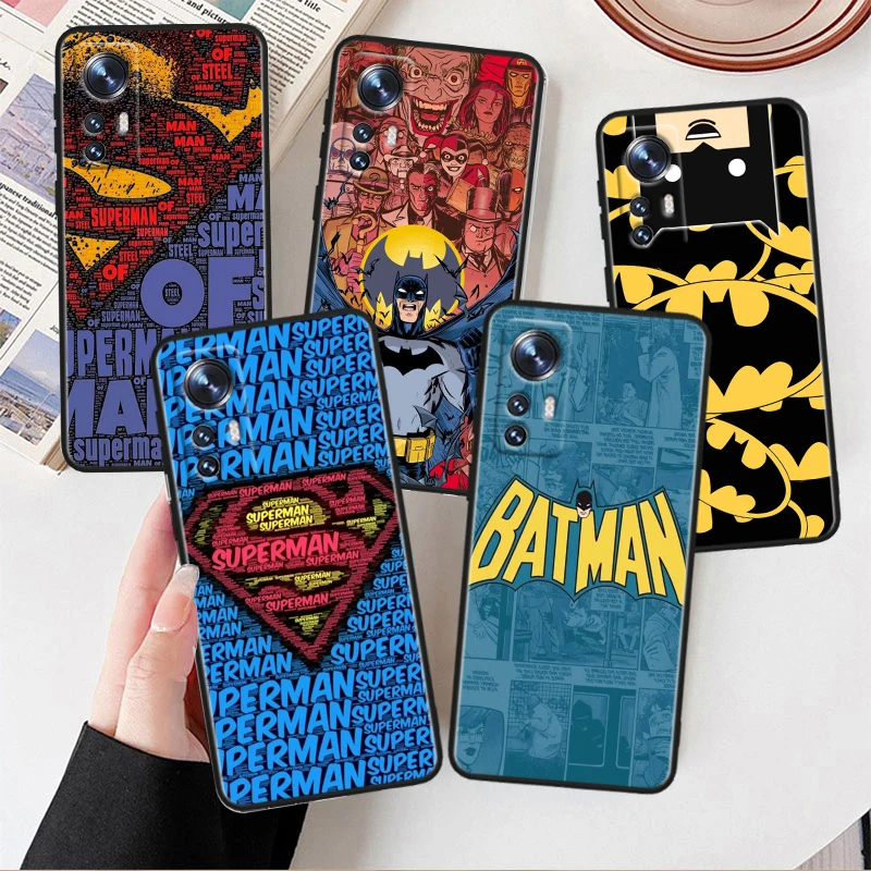 Superman Batman For Xiaomi Mi 14 13 12T 12S 12X 11i 11X 11T Play HyperCharge Lite Ultra Pro Black Soft Phone Case